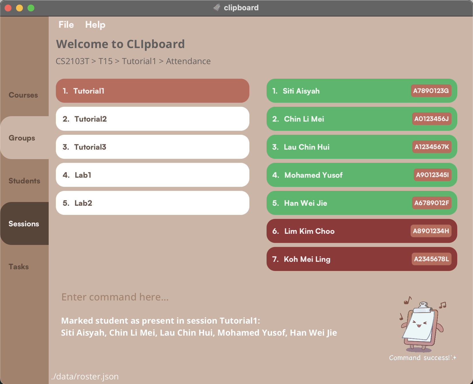 Attendance Page